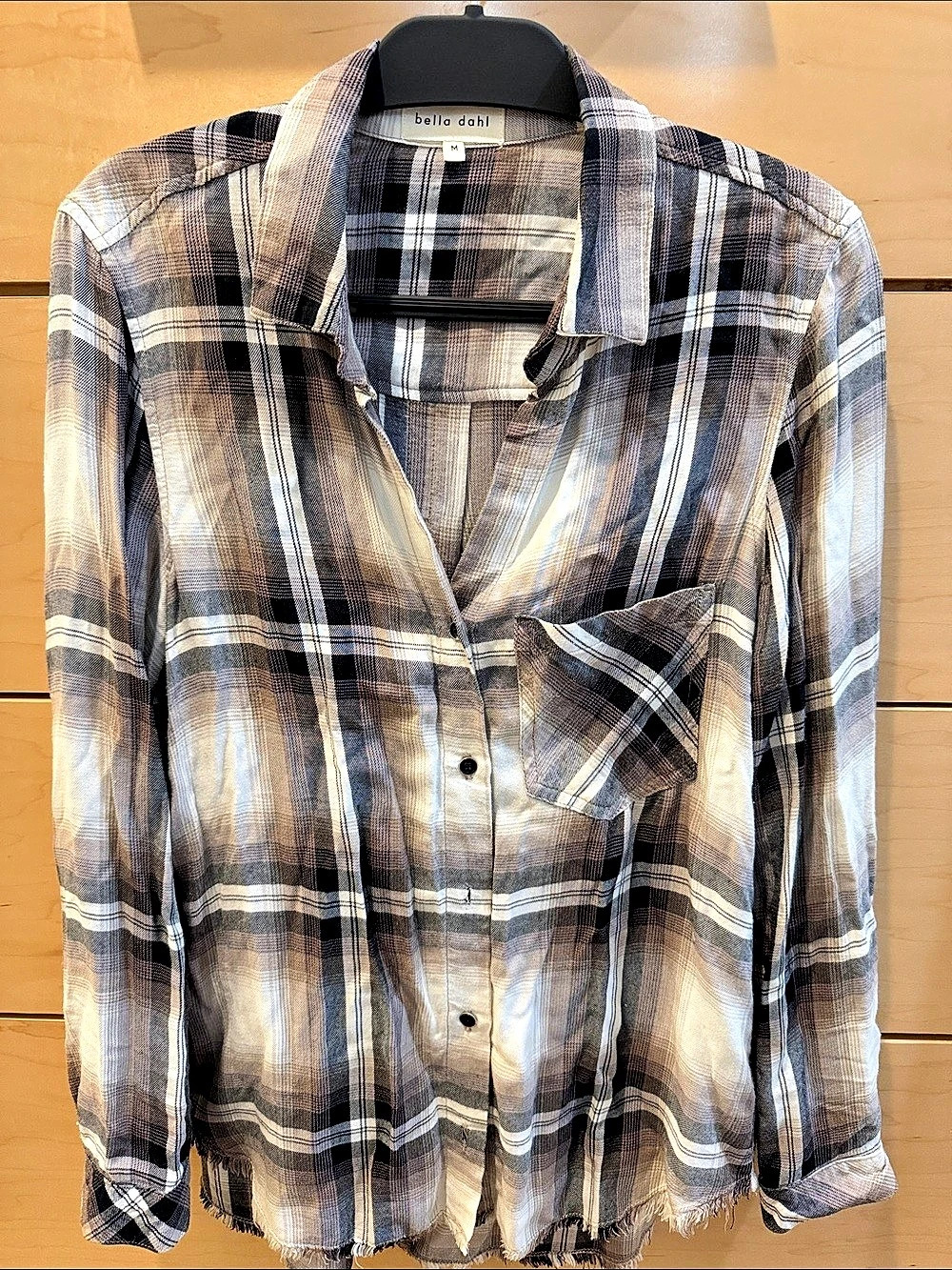 bella dahl Plaid Button Down Shirt in Brown & Black Size Medium